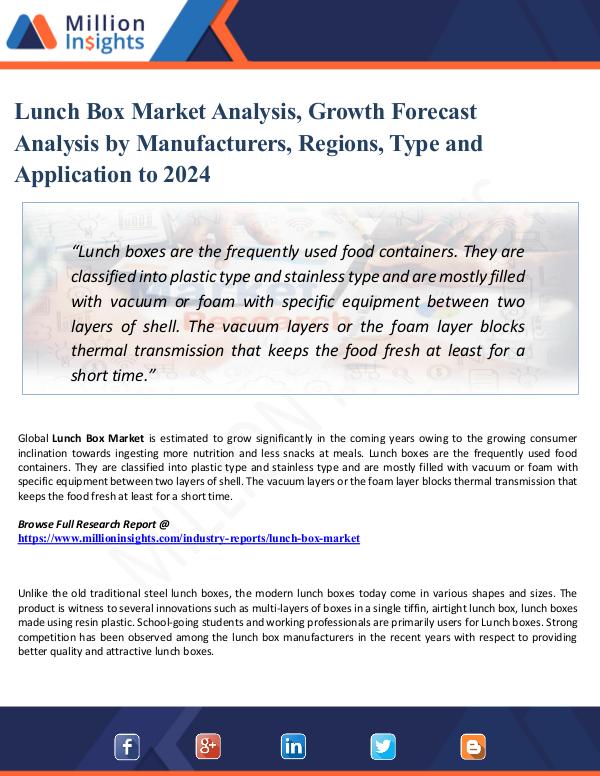 Lunch Box Market Analysis, Growth Forecast Analysi