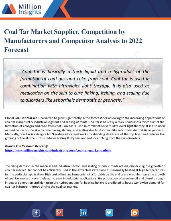 Coal Tar Market Supplier, Competition by Manufactu