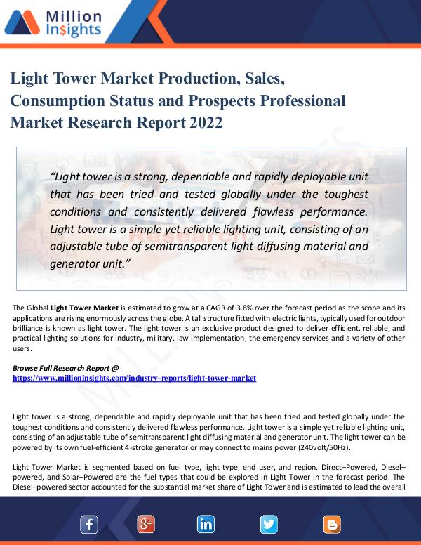 Chemical Market ShareAnalysis Light Tower Market Production, Sales, Consumption