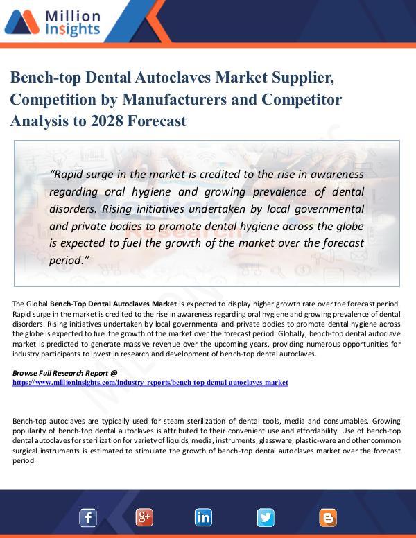 Bench-top Dental Autoclaves Market Supplier, Compe