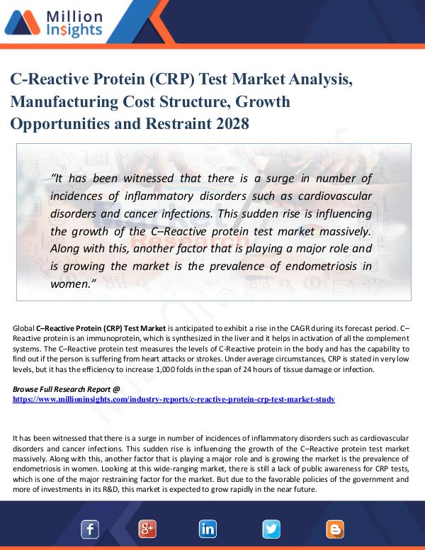 Chemical Market ShareAnalysis C-Reactive Protein (CRP) Test Market Analysis, Man