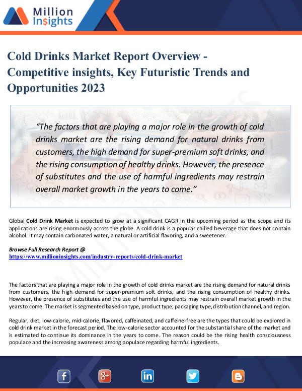 Chemical Market ShareAnalysis Cold Drinks Market Report Overview - Competitive i