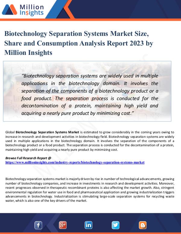 Biotechnology Separation Systems Market Size, Shar