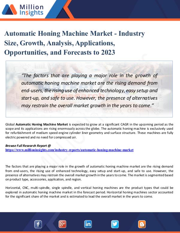 Chemical Market ShareAnalysis Automatic Honing Machine Market - Industry Size, G