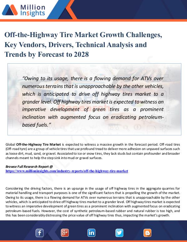 Off-the-Highway Tire Market Growth Challenges, Key