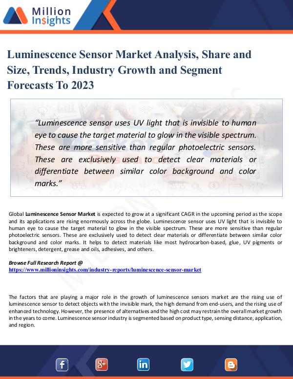 Luminescence Sensor Market Analysis, Share and Siz