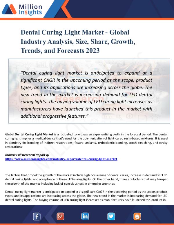 Dental Curing Light Market - Global Industry Analy