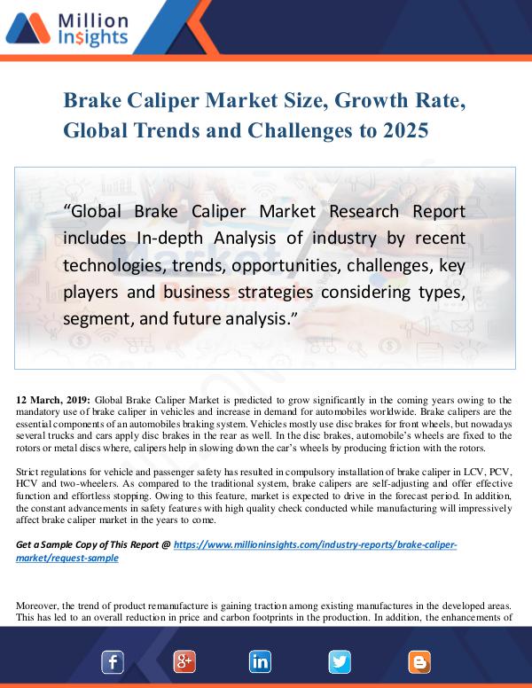 Latest Market Reports Brake Caliper Market Size Analysis, Segmentation,