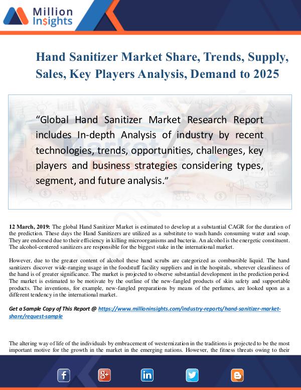 Hand Sanitizer Market Size Analysis, Segmentation,
