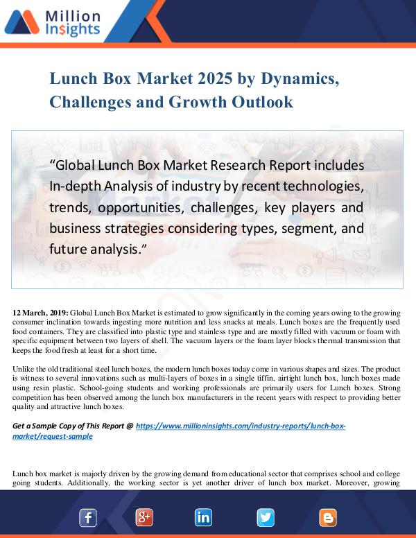 Lunch Box Market Size Analysis, Segmentation, Indu