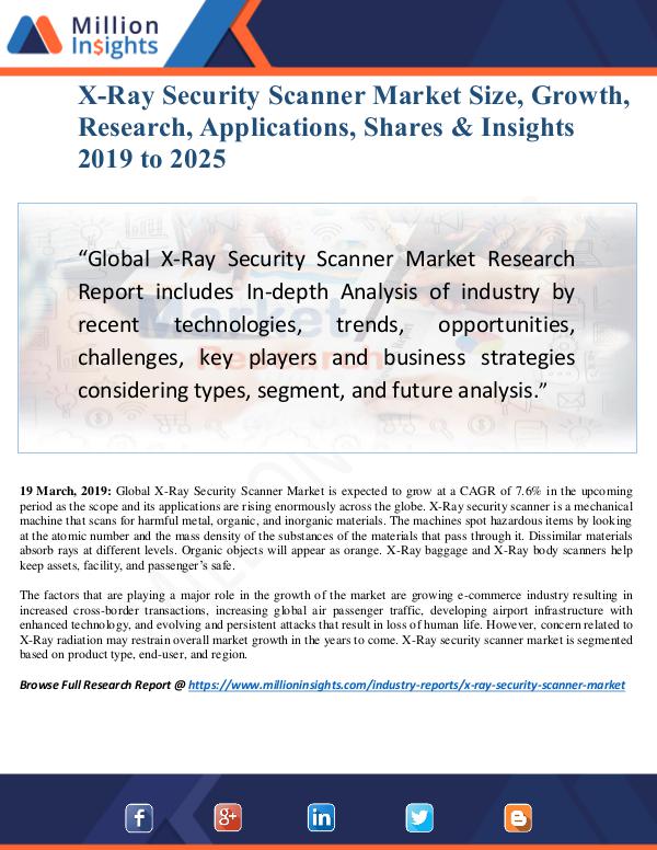 MarketReports X-Ray Security Scanner Market Size Analysis, Segme
