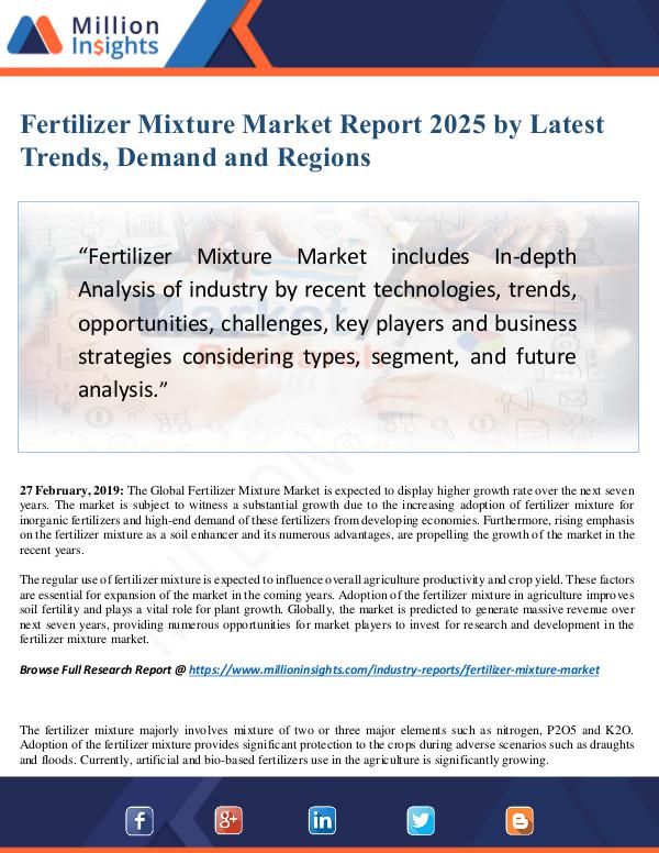 MarketReports Fertilizer Mixture Market Size Analysis, Segmentat