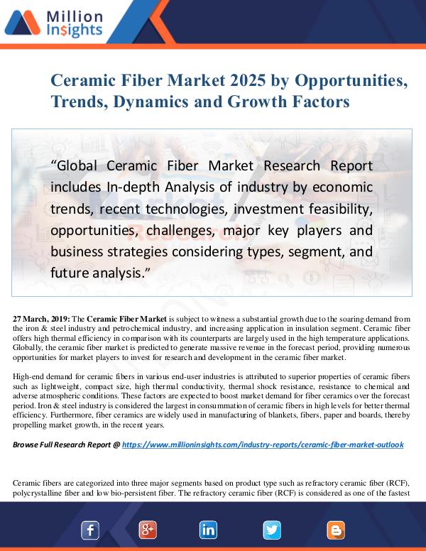 Ceramic Fiber Market Size Analysis, Segmentation,