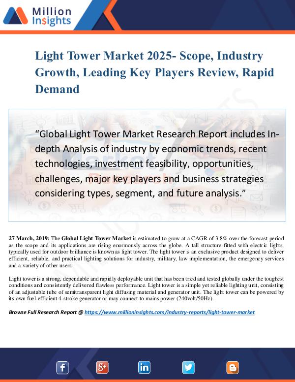 MarketReports Light Tower Market Size Analysis, Segmentation, In