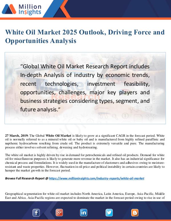 White Oil Market Size Analysis, Segmentation, Indu