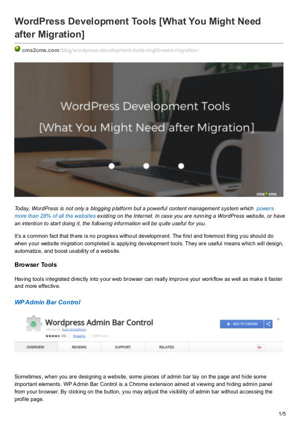Migration Tips WordPress Development Tools
