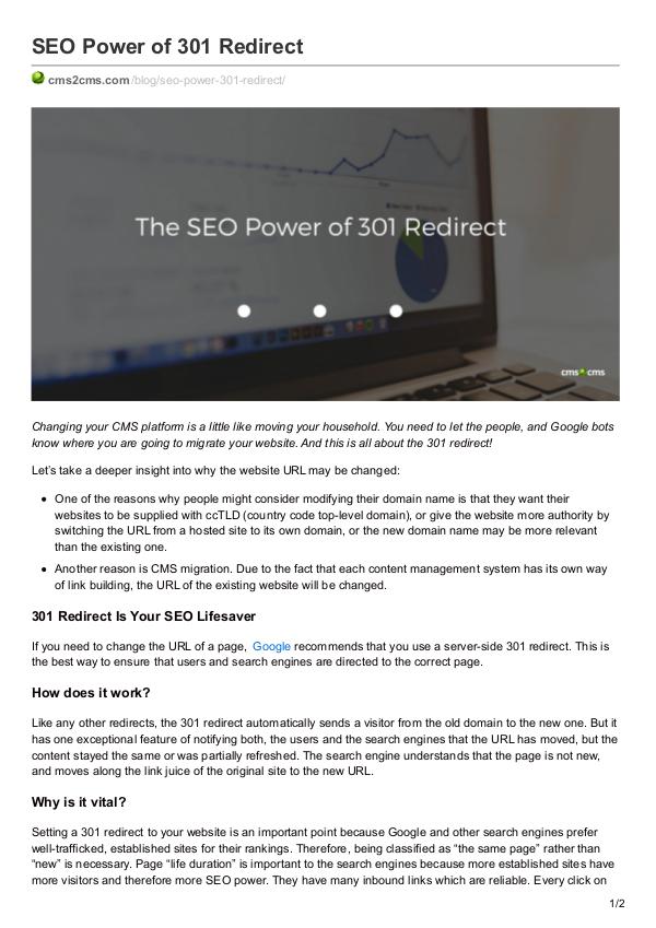 Migration Tips Seo Power of 301 Redirect