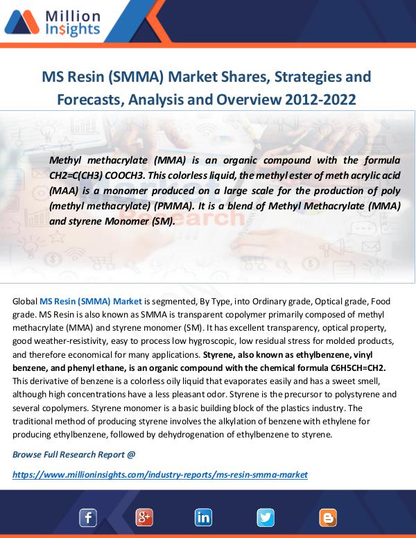 Industry and News MS Resin (SMMA) Market Shares, Strategies and Fore