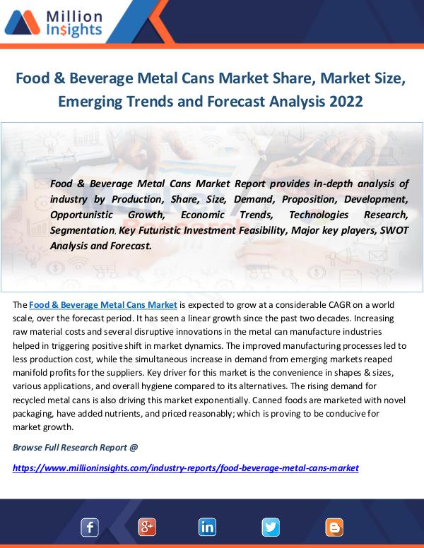 Industry and News Food & Beverage Metal Cans Market Share, Size
