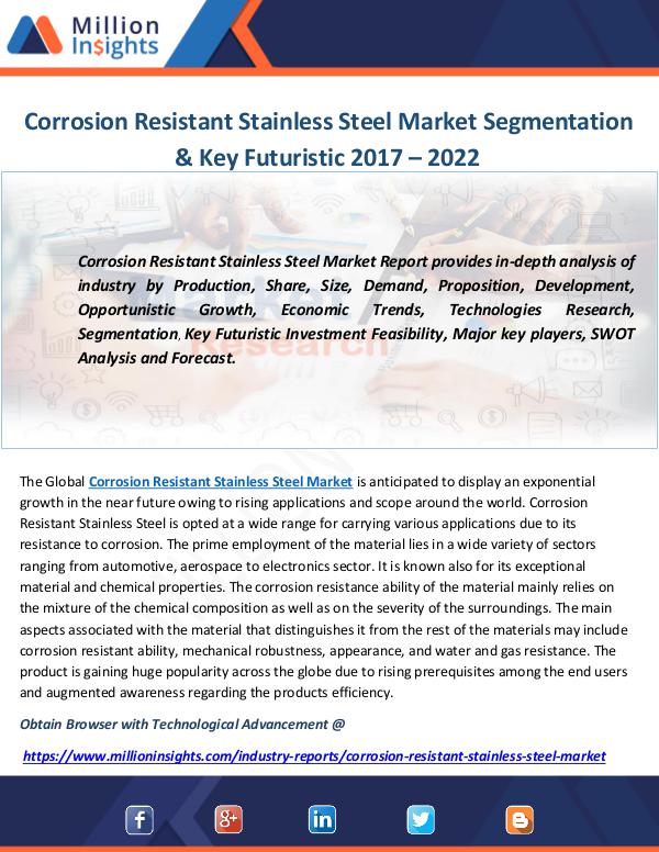 Industry and News Corrosion Resistant Stainless Steel Market Segment