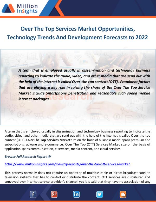 Industry and News Over The Top Services Market Opportunities
