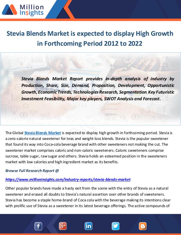 Industry and News Stevia Blends Market