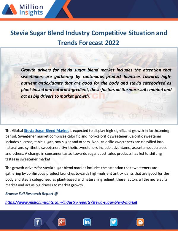 Stevia Sugar Blend Industry