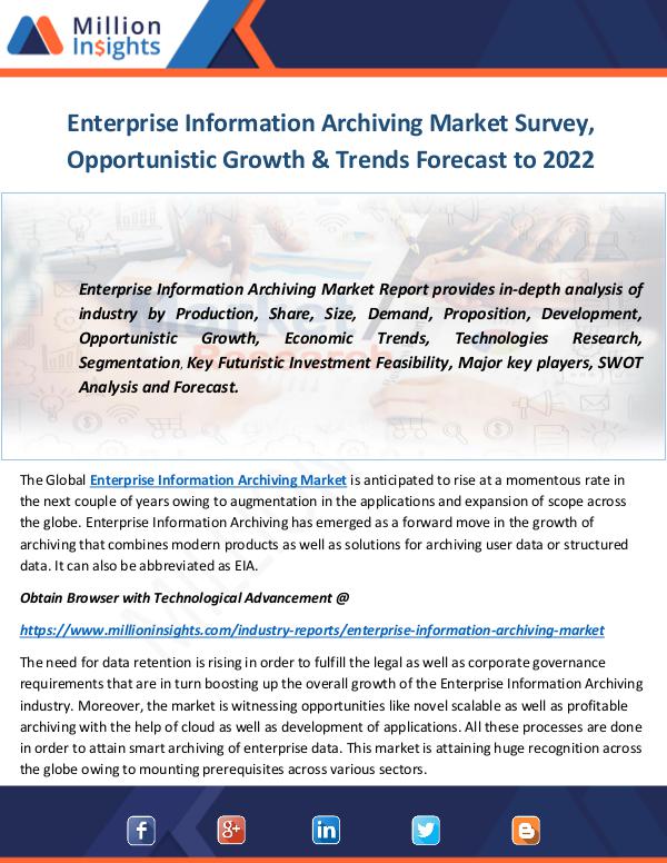 Industry and News Enterprise Information Archiving Market