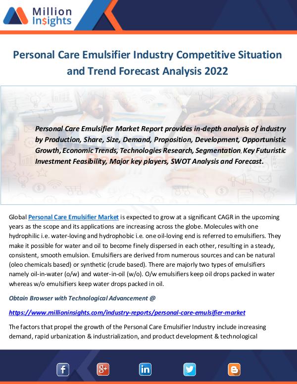 Personal Care Emulsifier Industry