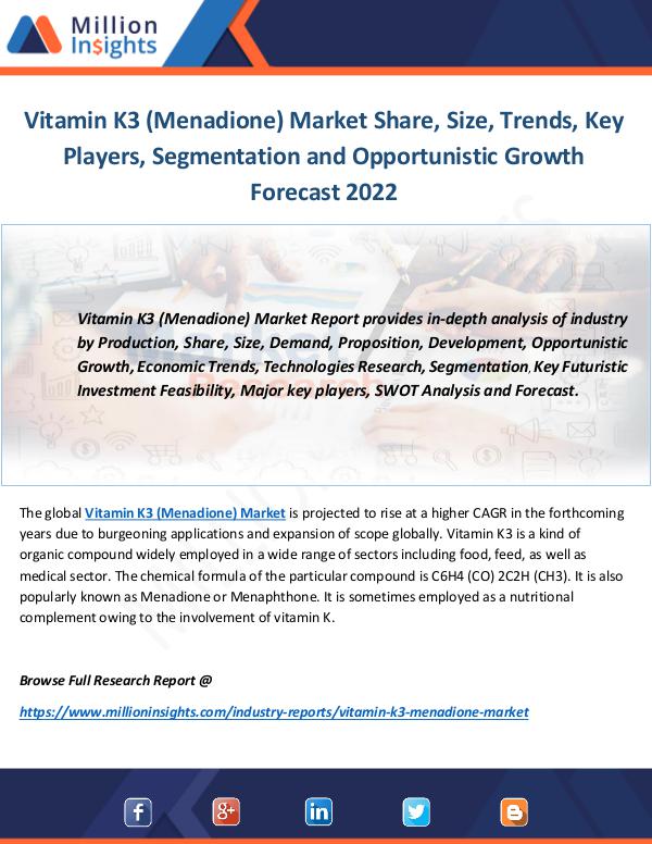 Industry and News Vitamin K3 (Menadione) Market