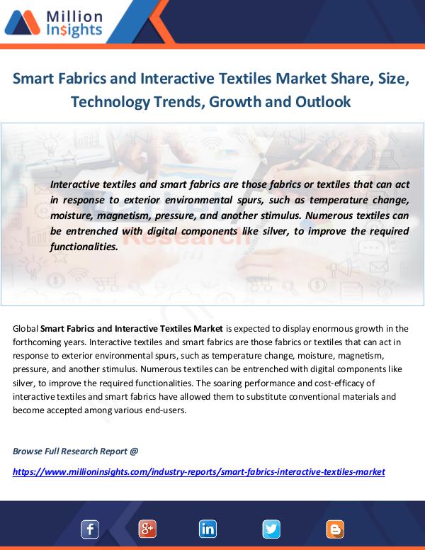 Industry and News Smart Fabrics and Interactive Textiles Market