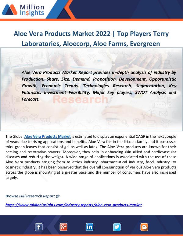 Industry and News Aloe Vera Products Market 2022