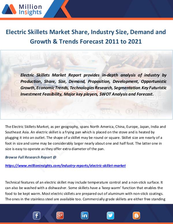 Industry and News Electric Skillets Market