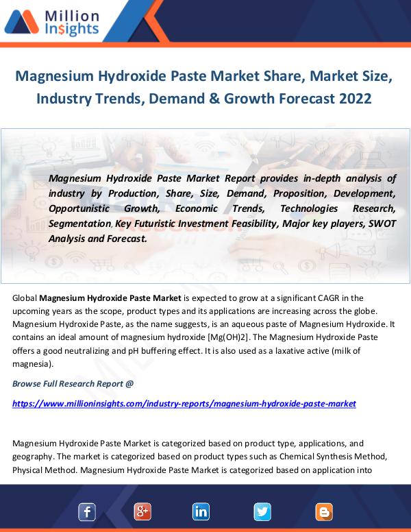 Industry and News Magnesium Hydroxide Paste Market