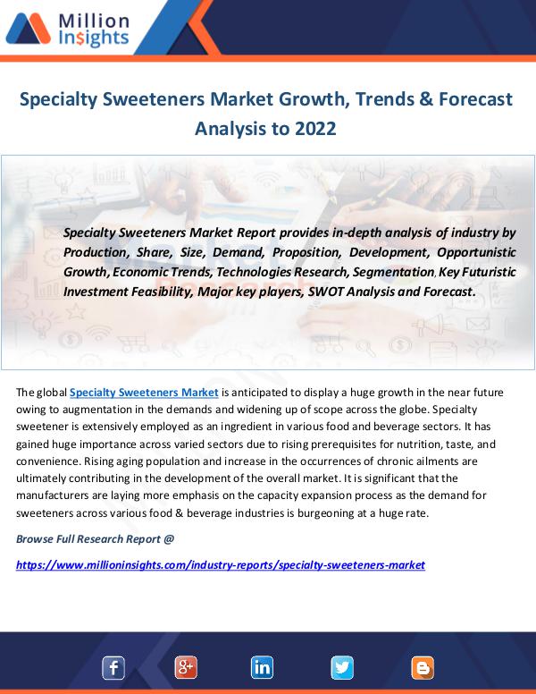 Industry and News Specialty Sweeteners Market