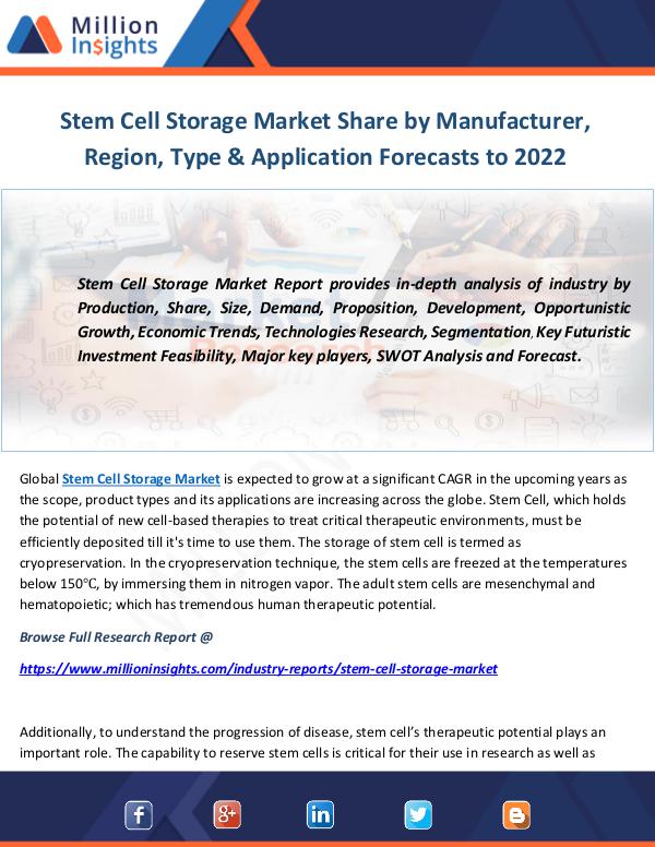 Industry and News Stem Cell Storage Market