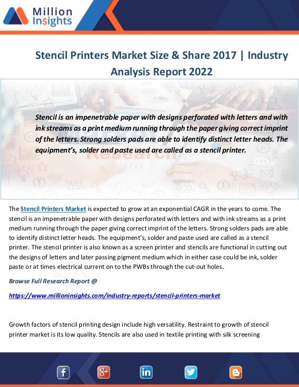 Industry and News Stencil Printers Market