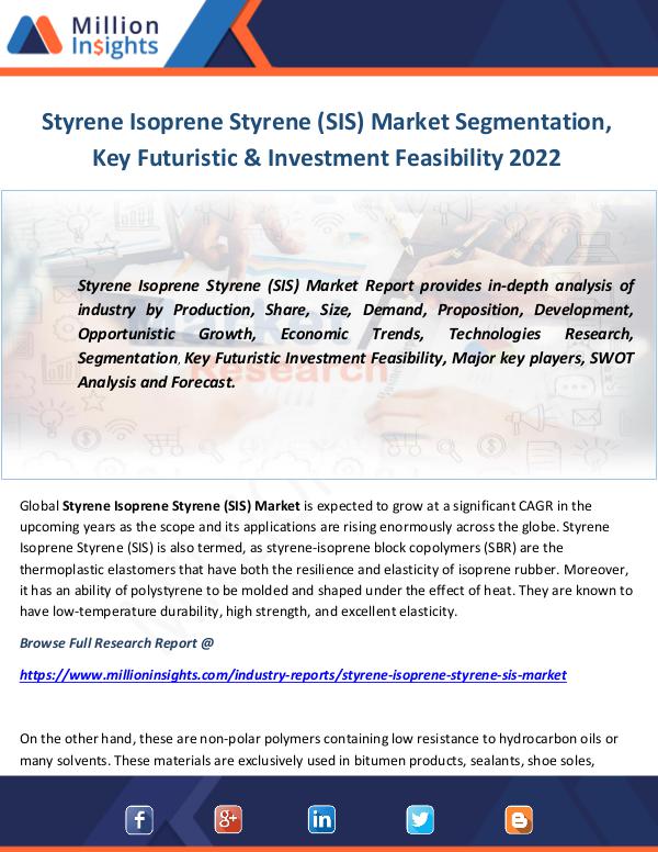 Industry and News Styrene Isoprene Styrene (SIS) Market