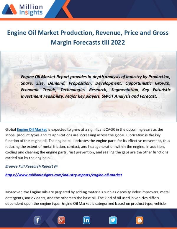 Industry and News Engine Oil Market