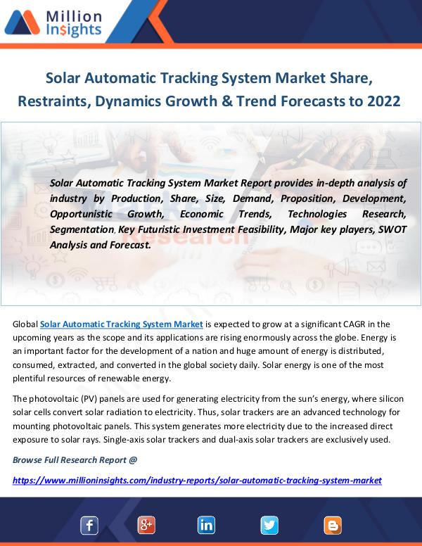 Industry and News Solar Automatic Tracking System Market