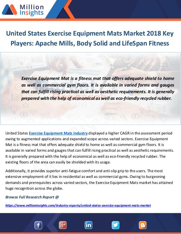 Industry and News United States Exercise Equipment Mats Market 2018