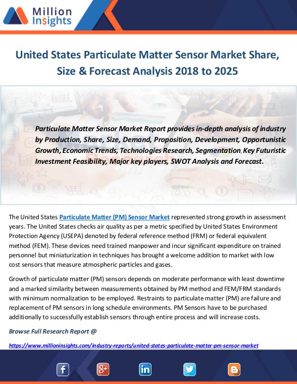 Industry and News United States Particulate Matter Sensor Market