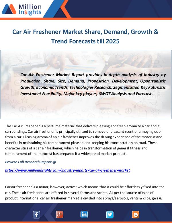 Industry and News Car Air Freshener Market