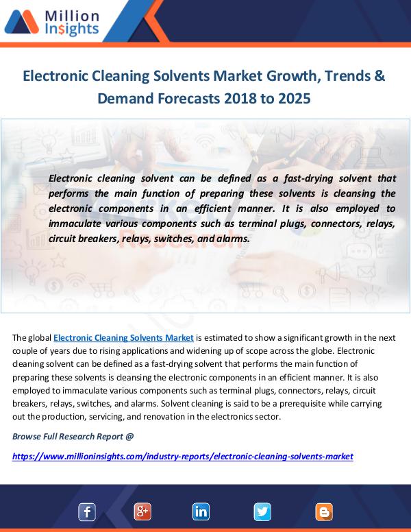 Industry and News Electronic Cleaning Solvents Market