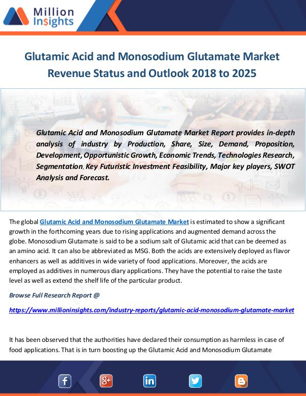Industry and News Glutamic Acid and Monosodium Glutamate Market
