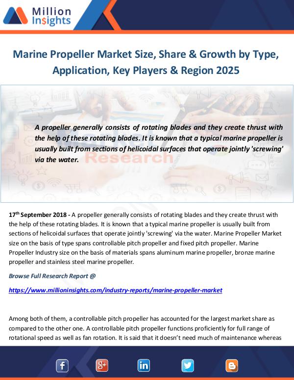 Industry and News Marine Propeller Market