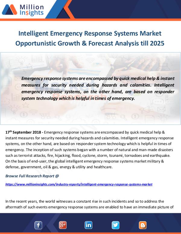 Industry and News Intelligent Emergency Response Systems Market