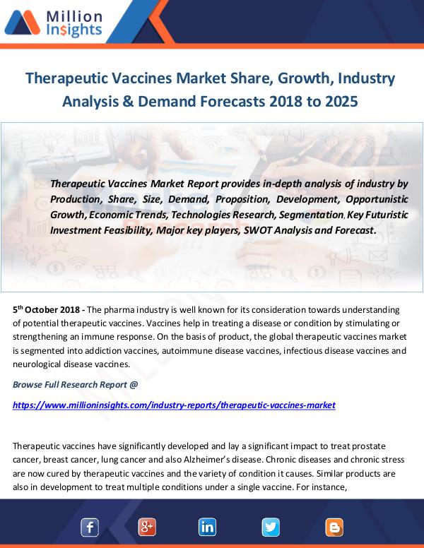 Industry and News Therapeutic Vaccines Market Share, Growth, Industr