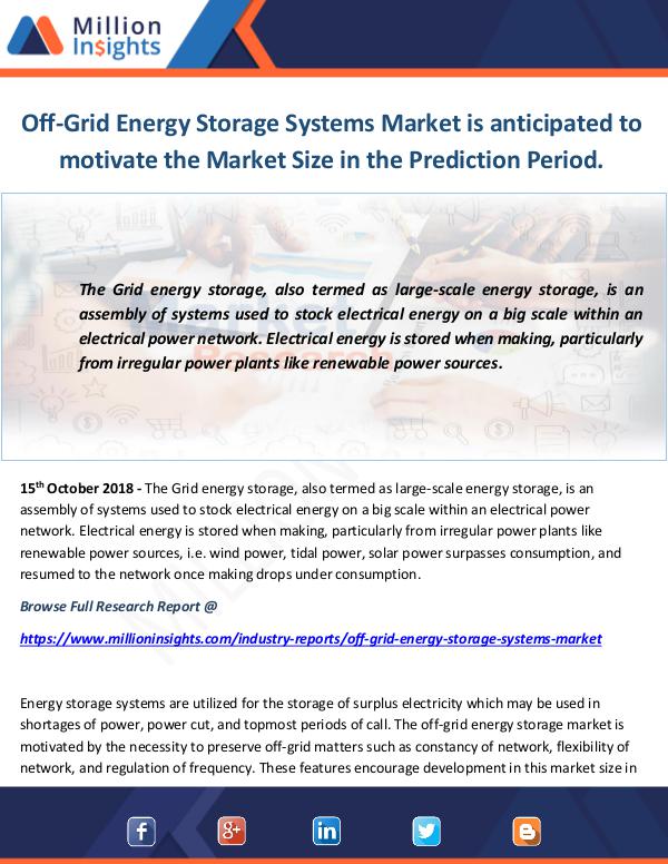 Industry and News Off-Grid Energy Storage Systems Market