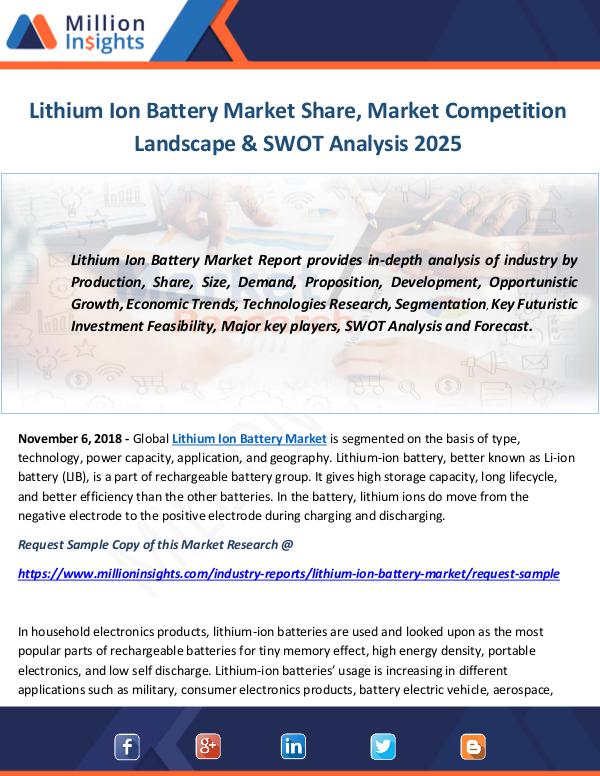 Industry and News Lithium Ion Battery Market